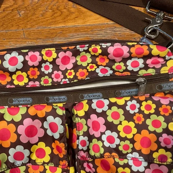 LESportSac Flower Power Satchel Crossbody/Shoulder Bag - Picture 6 of 8